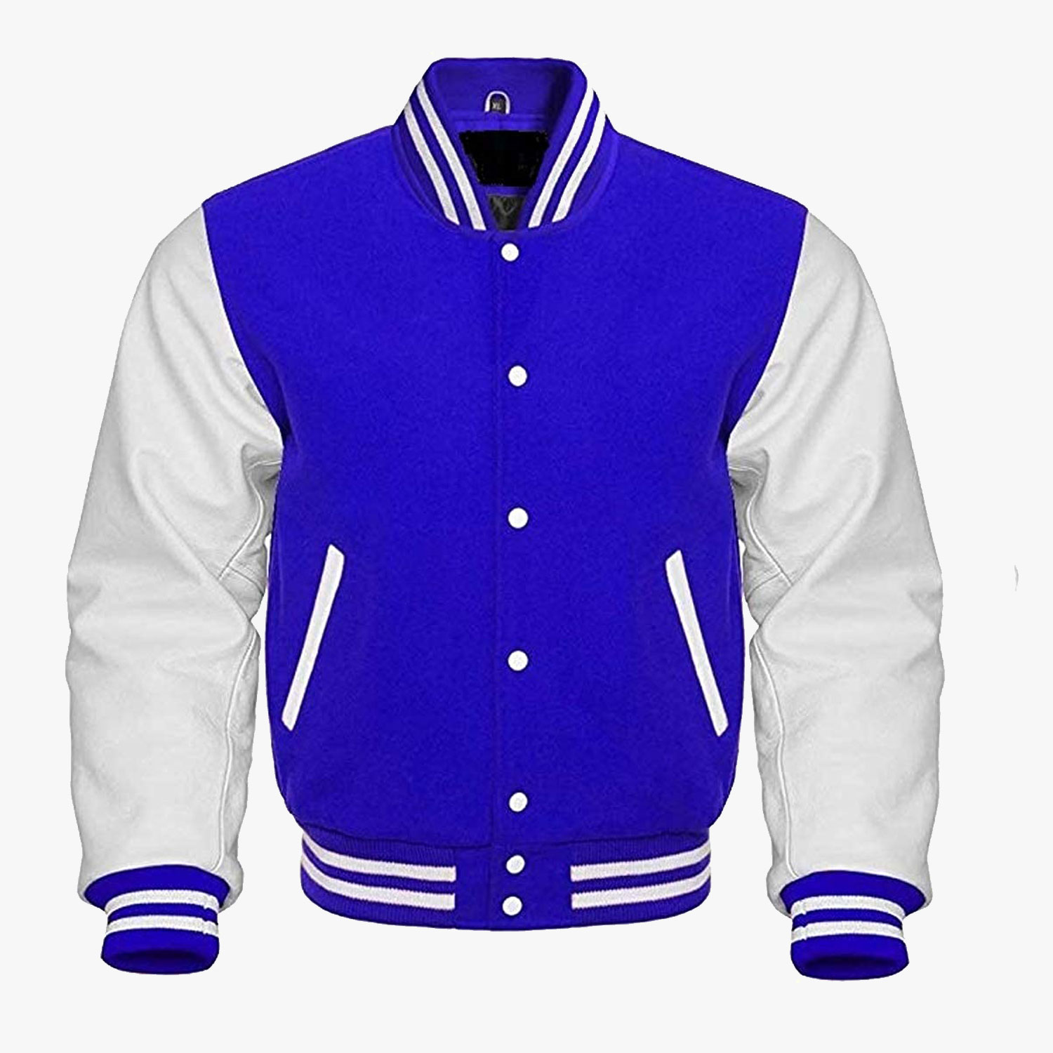 Blue And White leather sleeves Stylish Varsity Letterman Jackets