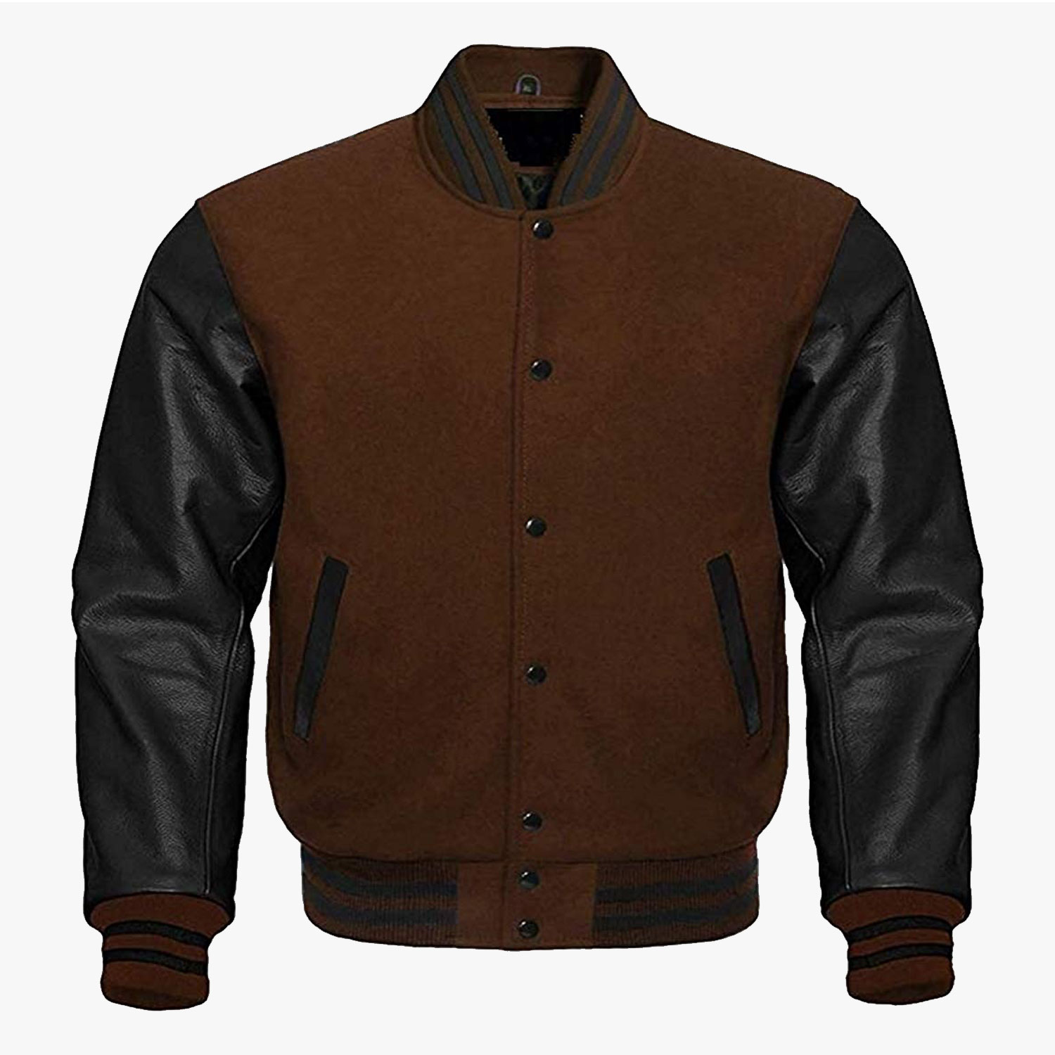 Brown And Black leather sleeves Varsity Baseball Jackets