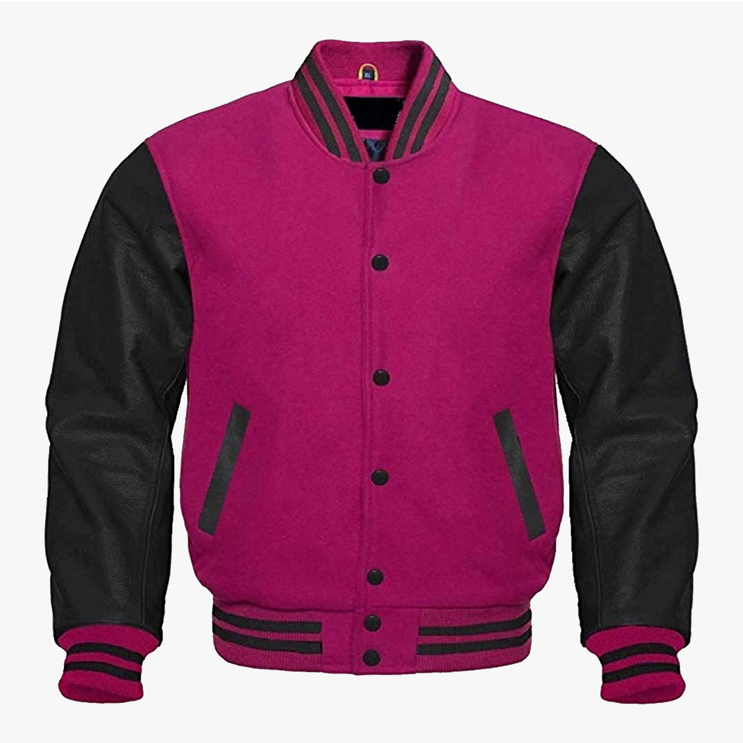 Pink And Black leather sleeves Varsity Letterman Jackets