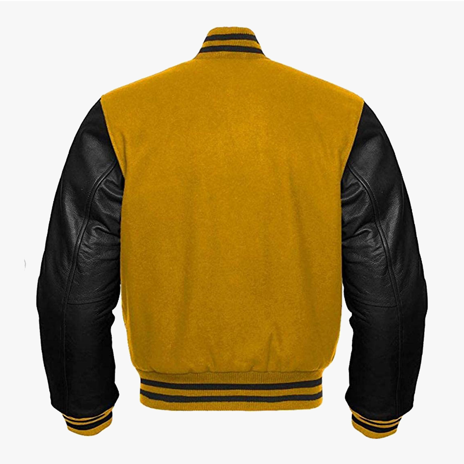 Jacketsthreads Men's Black and Yellow Bomber Varsity Jacket
