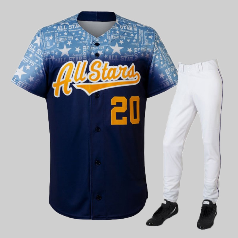 Cheap Baseball Uniforms with your own logos or team name sublimation