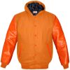 Custom orange varsity jacket good quality orange leather