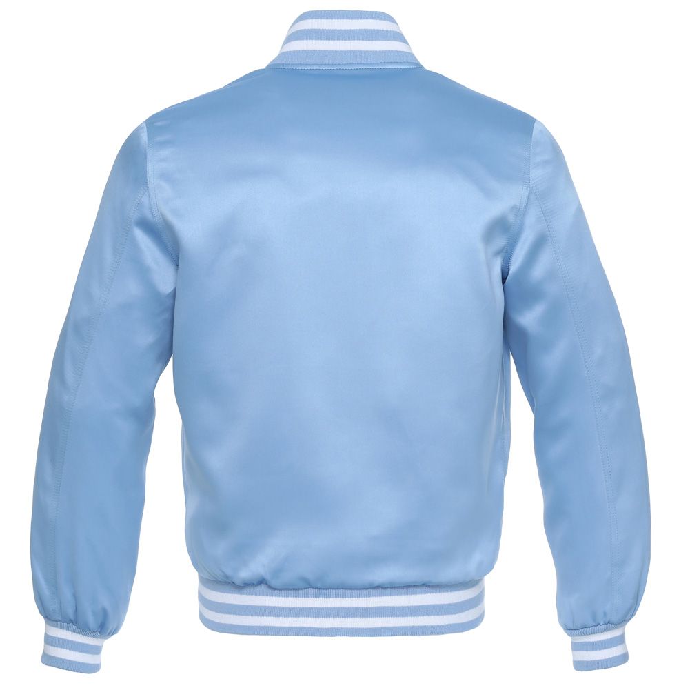 Wholesale Blue Satin Baseball Jacket For Men Manufacturer In USA, UK