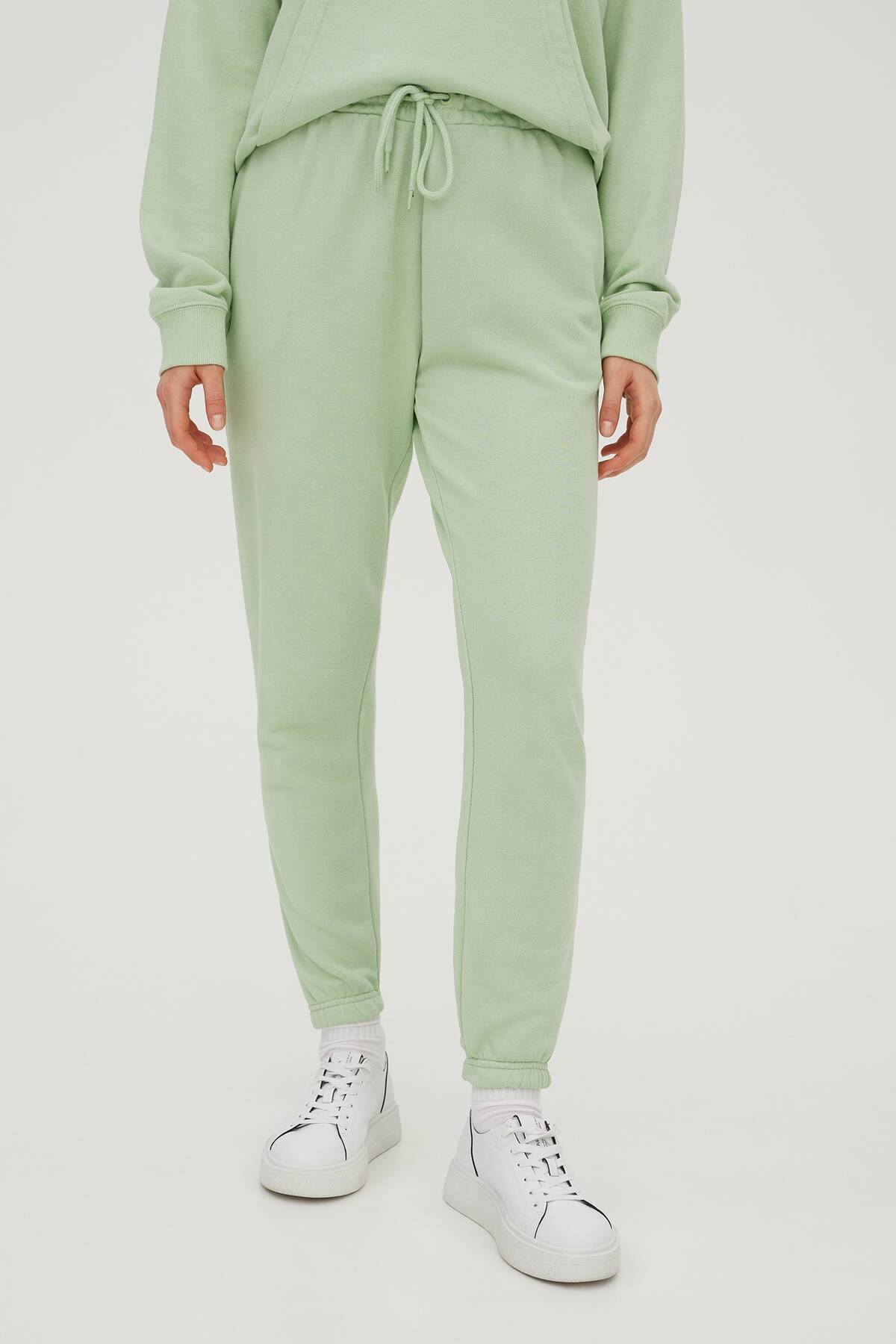 Women Mint Green Elastic Cuffed Basic Jogging Fit Suit