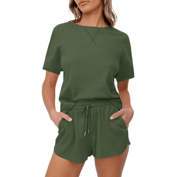 Women Summer Solid Color Shorts T-Shirt 