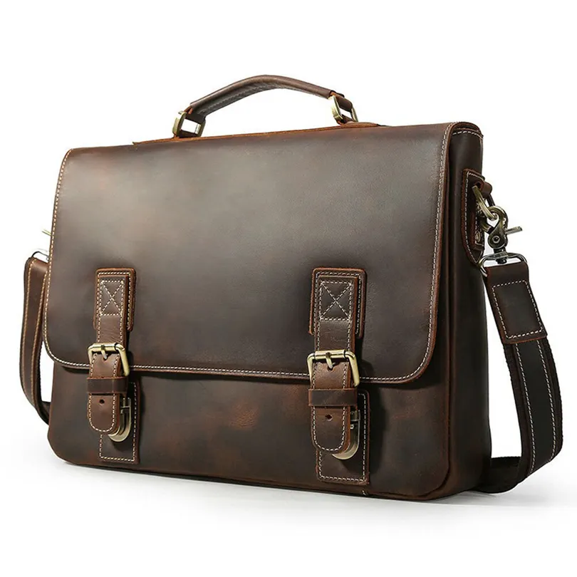 Customized Business Messenger Leather Laptop Bag For Men