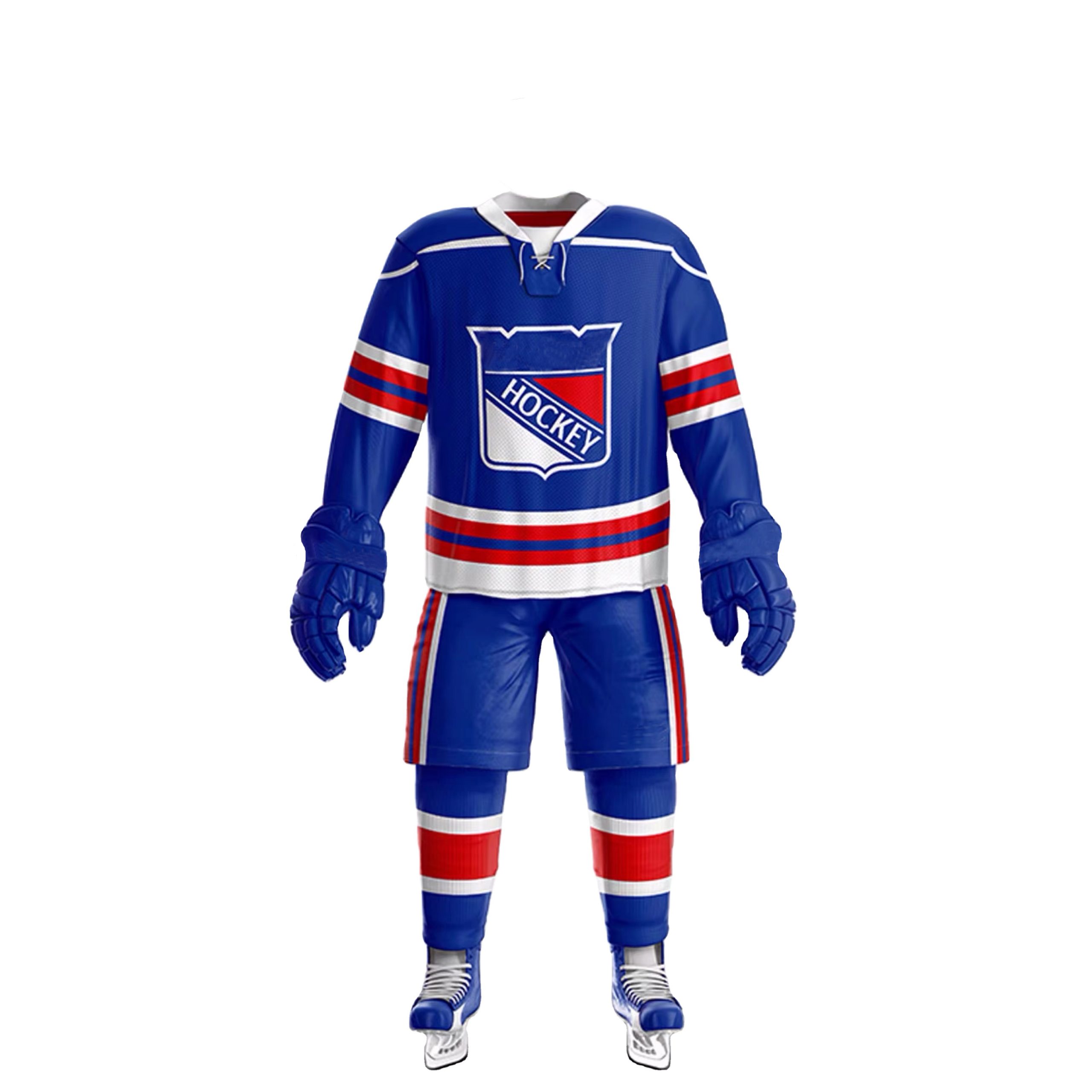 Red Blue and White Stripe Sublimated Custom Hockey Jerseys