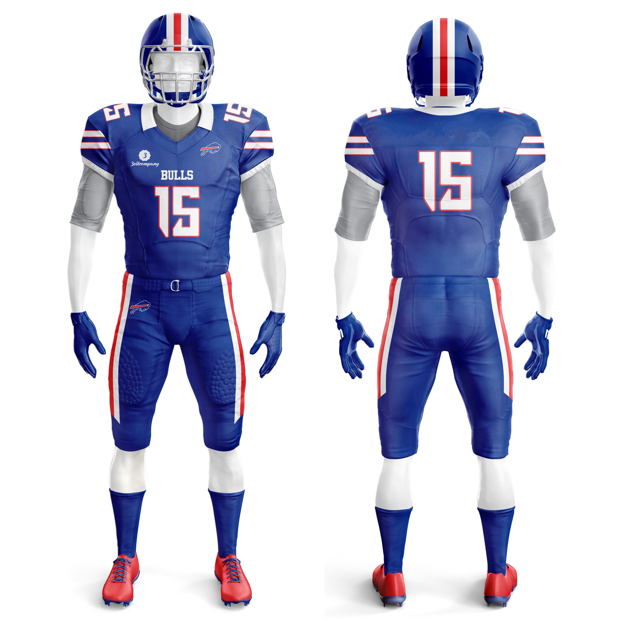 American Football Jersey Practise Scrimmage Youth Large 14-16 Blue