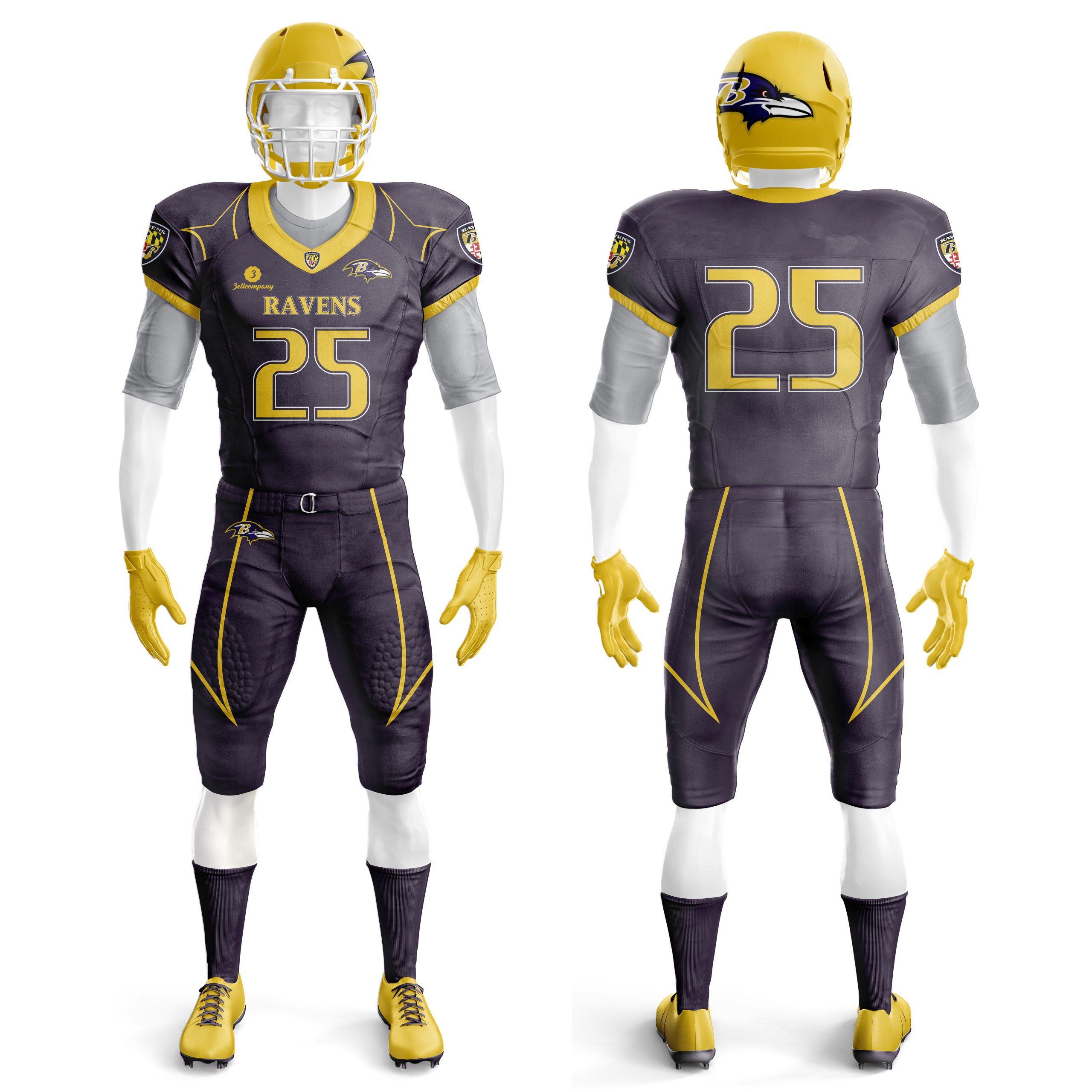 Custom American Football Kit AF-7 Full Set(Top+Bottom+Socks) / Style-3