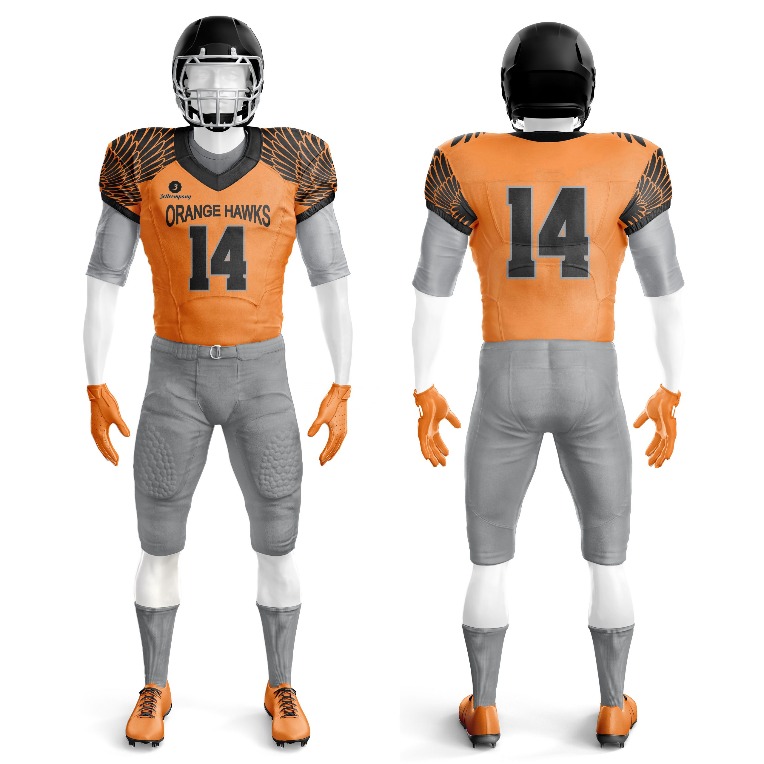 Wholesale Custom Men Sport Suit American Football Uniform 100% Polyester  American Uniform with pads